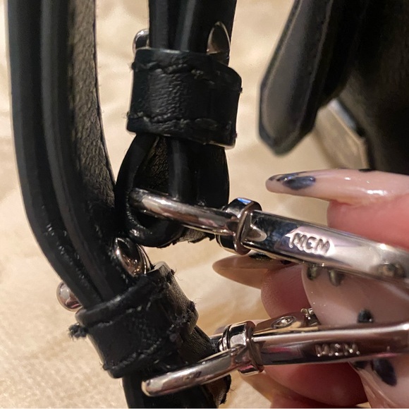 AUTHENTIC MCM BLACK LEATHER MINI BOSTON CROSSBODY HANDBAG - SILVER HARDWARE - Picture 16 of 17